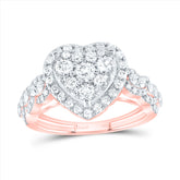 1 1/3CTW-DIA ANA M HEART SINGLE HALO ENGAEMENT RING